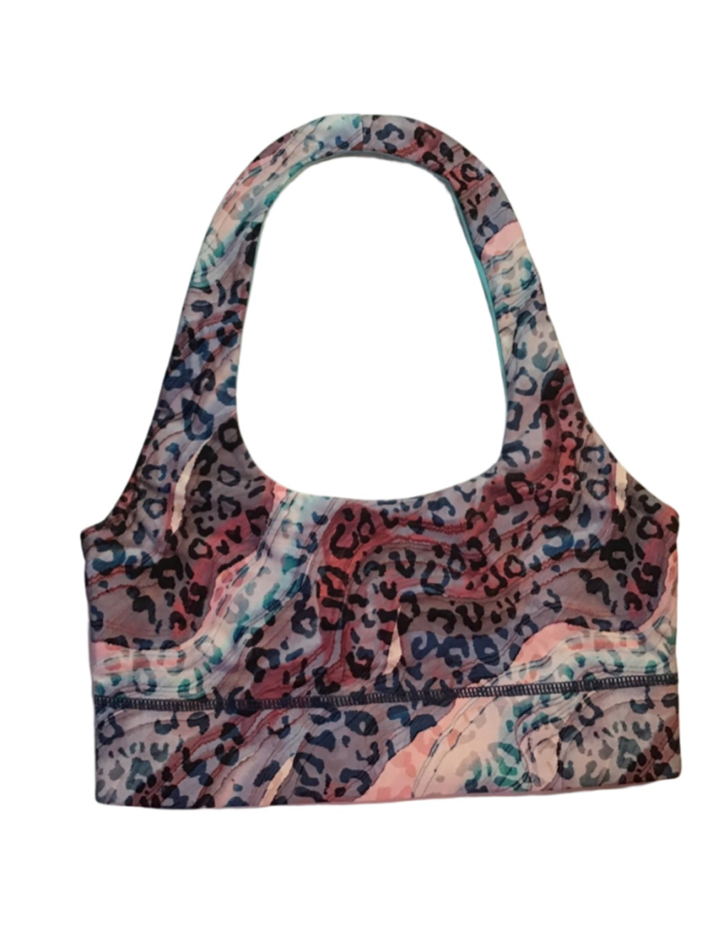 Women's Fabletics XS Multicolor Teal Leopard Print Reversible Sports Bra